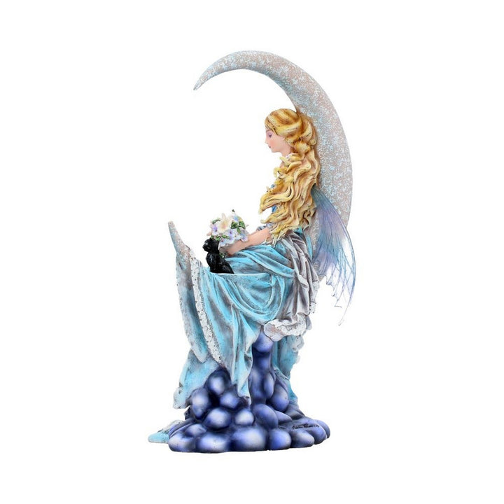 Nene Thomas Wind Moon Blue Crescent Moon Fairy and Cat Companion Figurine D3844K8