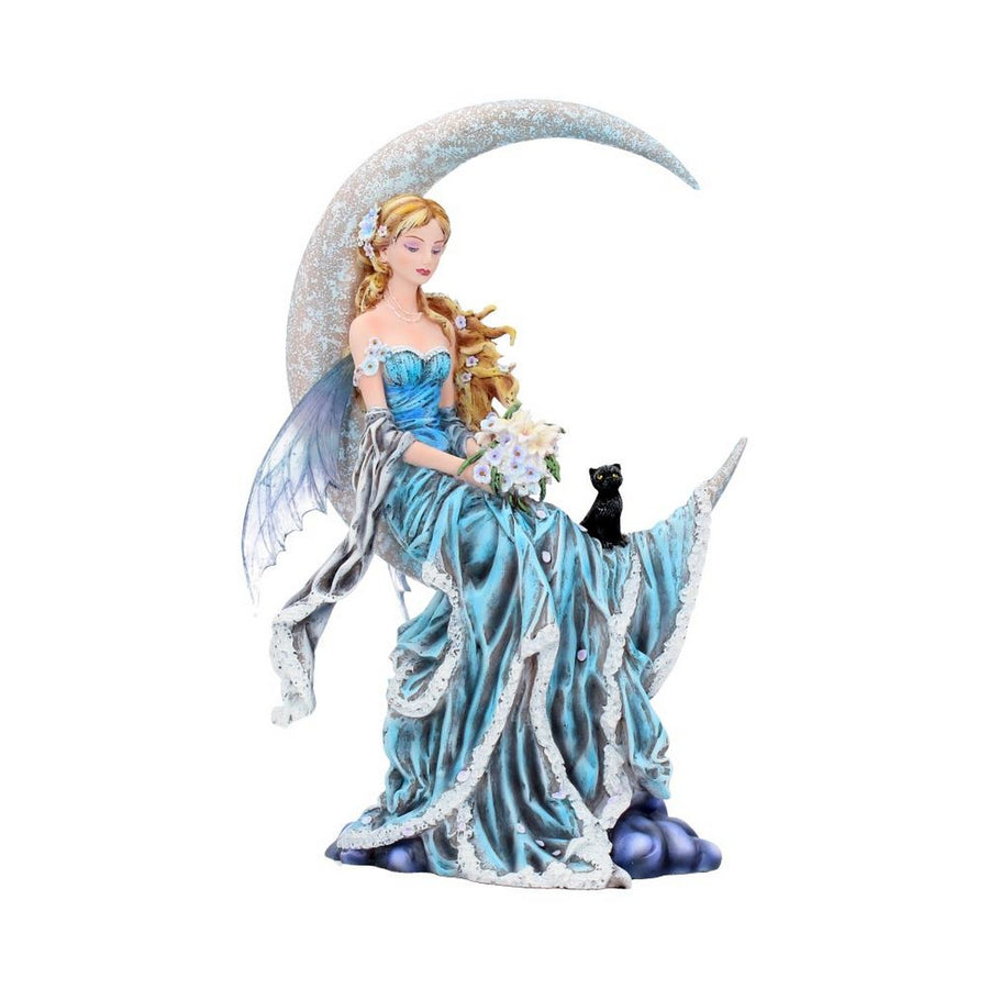 Nene Thomas Wind Moon Blue Crescent Moon Fairy and Cat Companion Figurine D3844K8