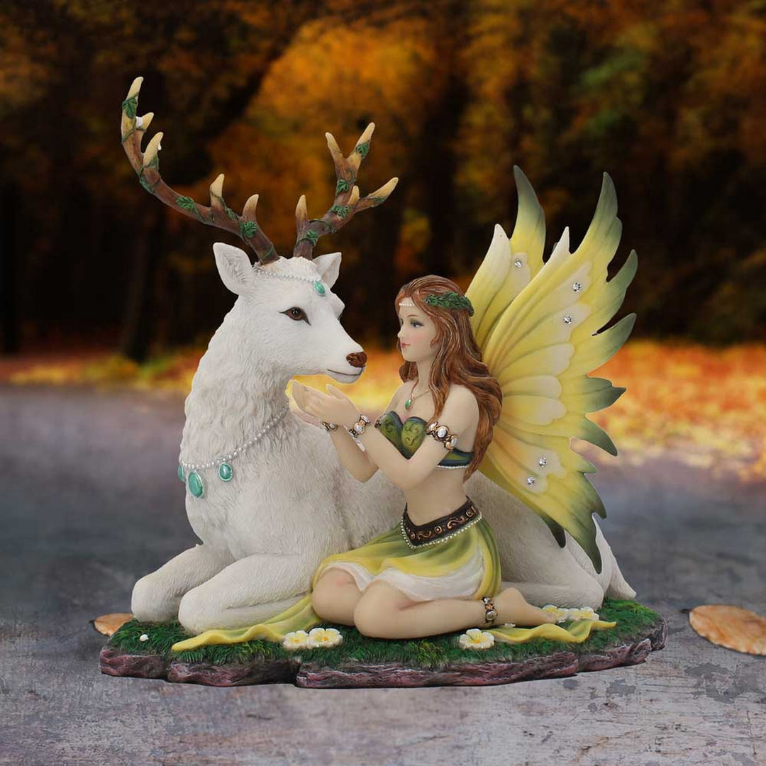 Adoration stag and spring fairy medium figurine D4030K8