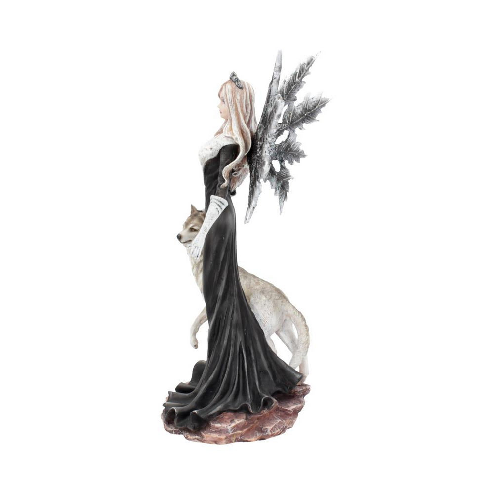 Dark Aura Fairy With Her Grey Wolf Companion 24cm D4509N9