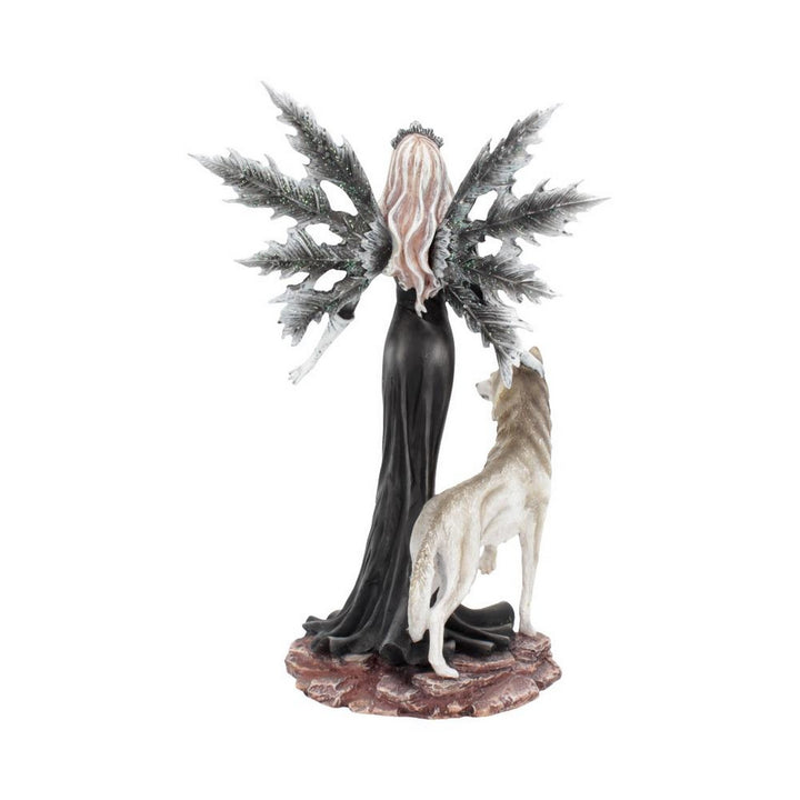 Dark Aura Fairy With Her Grey Wolf Companion 24cm D4509N9