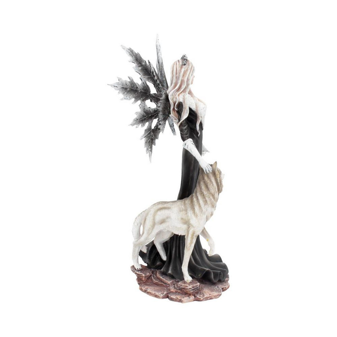 Dark Aura Fairy With Her Grey Wolf Companion 24cm D4509N9