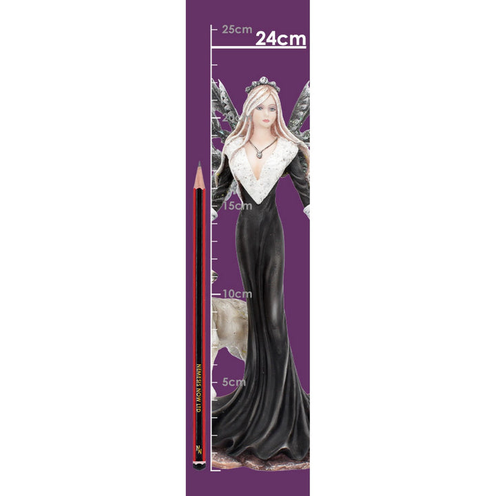 Dark Aura Fairy With Her Grey Wolf Companion 24cm D4509N9
