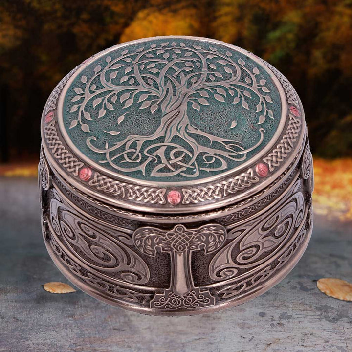 Round Tree of Life Celtic Trinket Box D4738P9