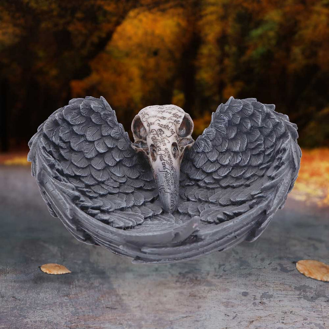 Edgar Allen Poe's Nevermore Raven Skull Trinket Holder Jewellery Dish D4917R0