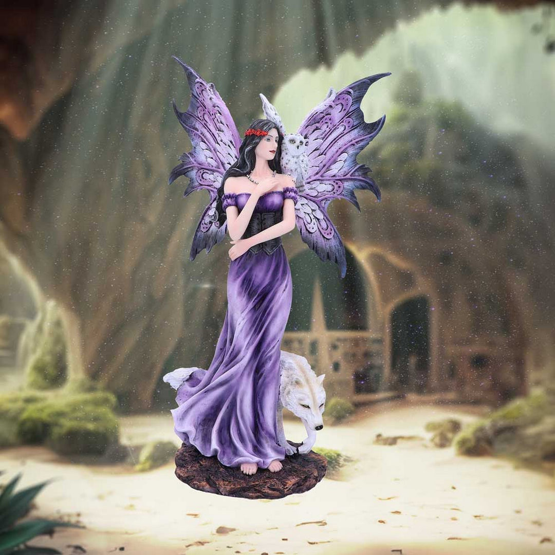 Amethyst Companions Purple Wolf and Owl Fairy Companion Figurine D5123R0