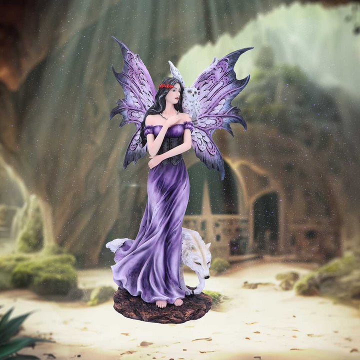 Amethyst Companions Purple Wolf and Owl Fairy Companion Figurine D5123R0