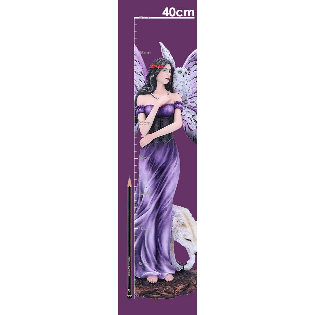 Amethyst Companions Purple Wolf and Owl Fairy Companion Figurine D5123R0