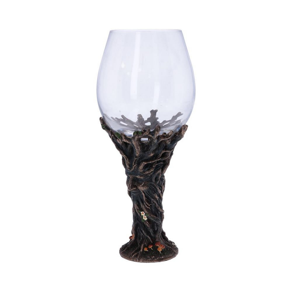 Bronze Forest Nectar Ancient Tree Spirit Green Man Goblet Wine Glass D5410T1