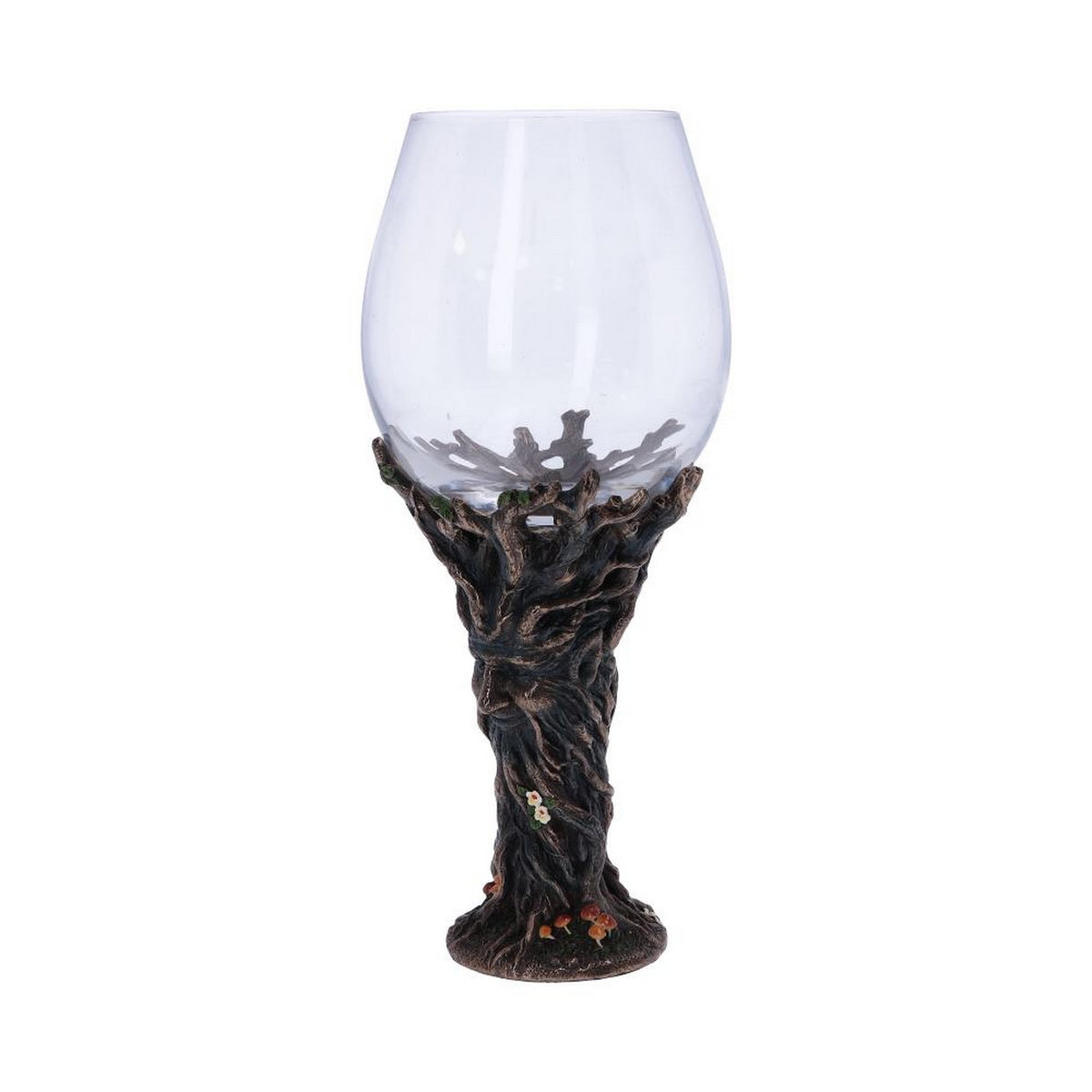 Bronze Forest Nectar Ancient Tree Spirit Green Man Goblet Wine Glass D5410T1