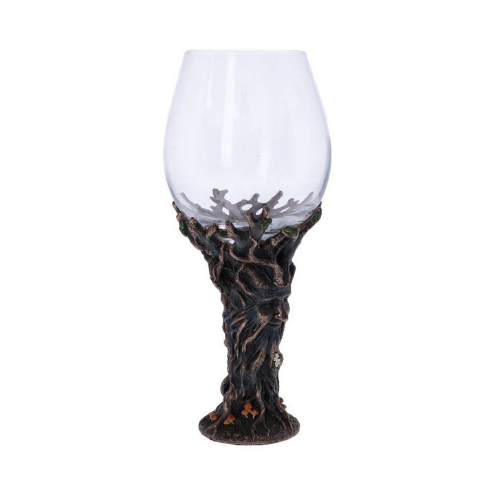 Bronze Forest Nectar Ancient Tree Spirit Green Man Goblet Wine Glass D5410T1