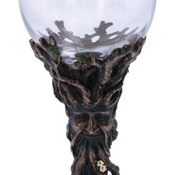 Bronze Forest Nectar Ancient Tree Spirit Green Man Goblet Wine Glass D5410T1