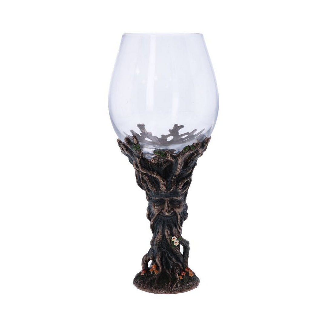 Bronze Forest Nectar Ancient Tree Spirit Green Man Goblet Wine Glass D5410T1