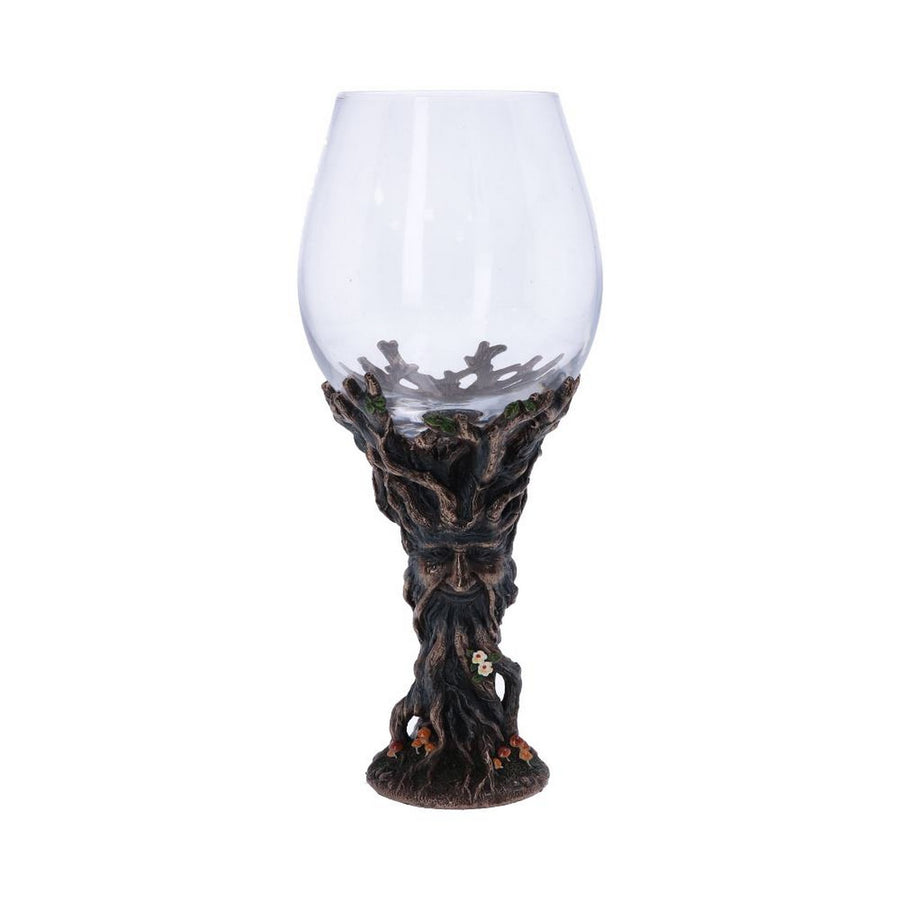 Bronze Forest Nectar Ancient Tree Spirit Green Man Goblet Wine Glass D5410T1