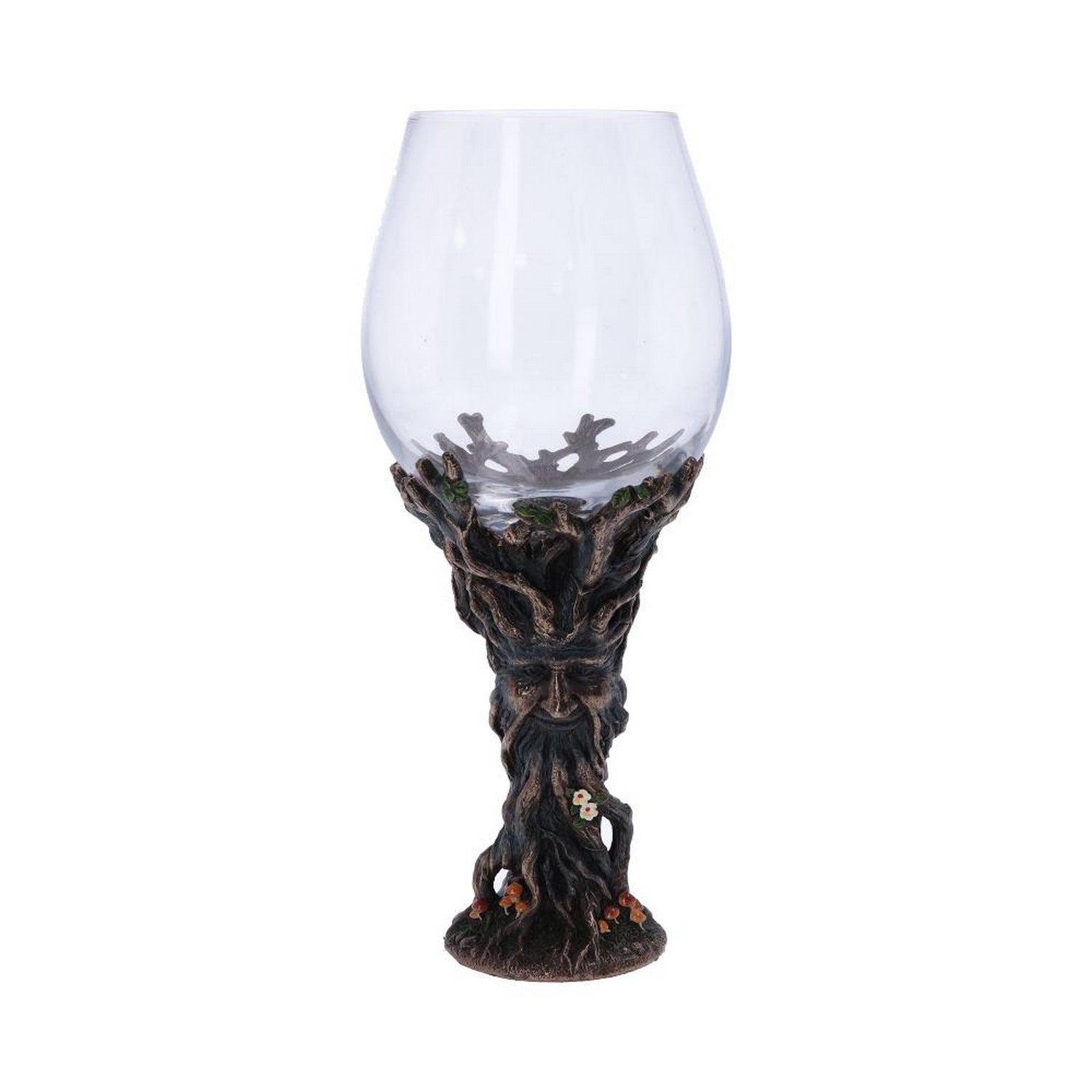 Bronze Forest Nectar Ancient Tree Spirit Green Man Goblet Wine Glass D5410T1