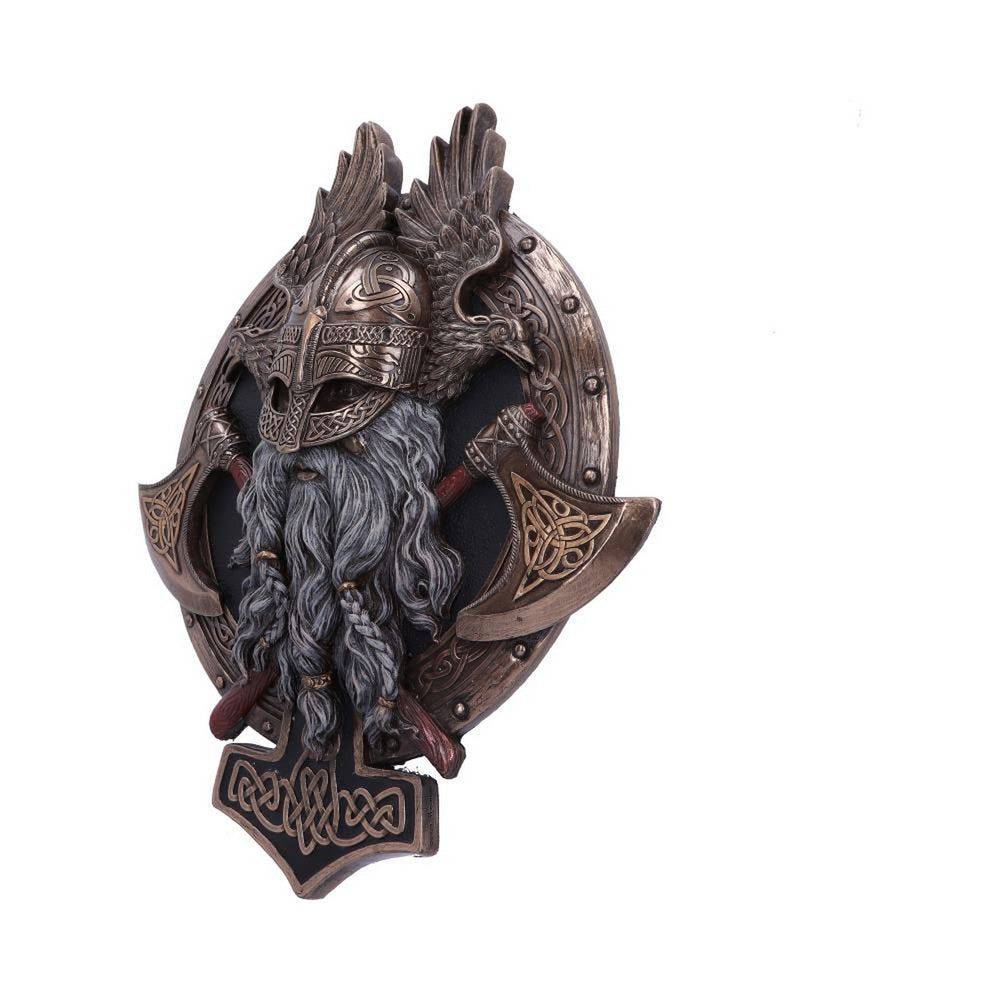 Bronze For Valhalla Viking Axe Hammer Raven Wall Plaque D5514T1