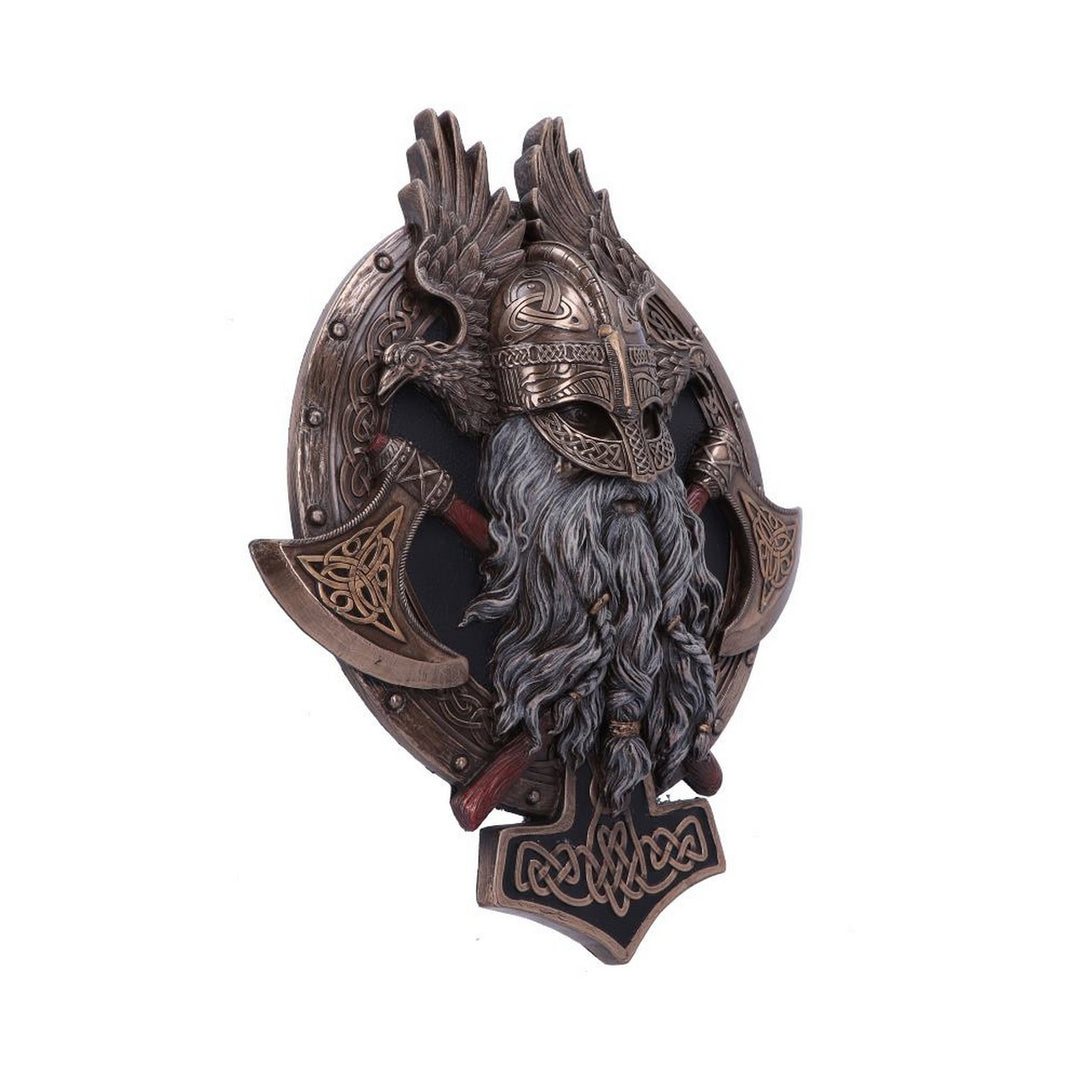 Bronze For Valhalla Viking Axe Hammer Raven Wall Plaque D5514T1