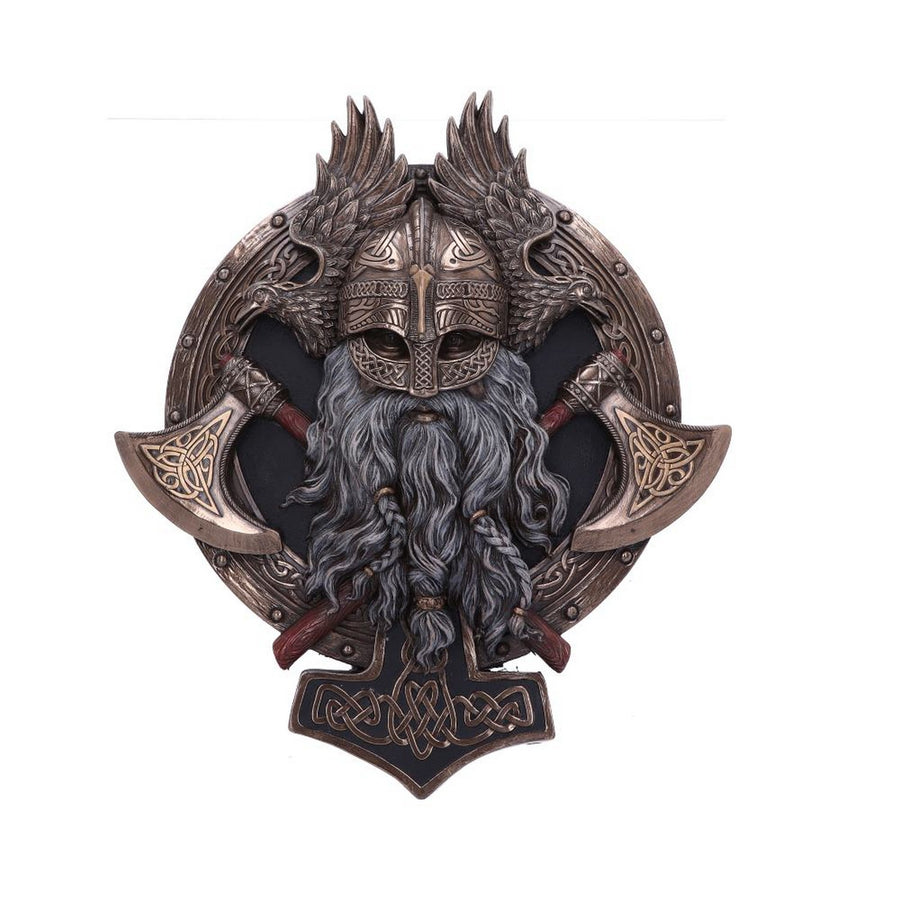 Bronze For Valhalla Viking Axe Hammer Raven Wall Plaque D5514T1