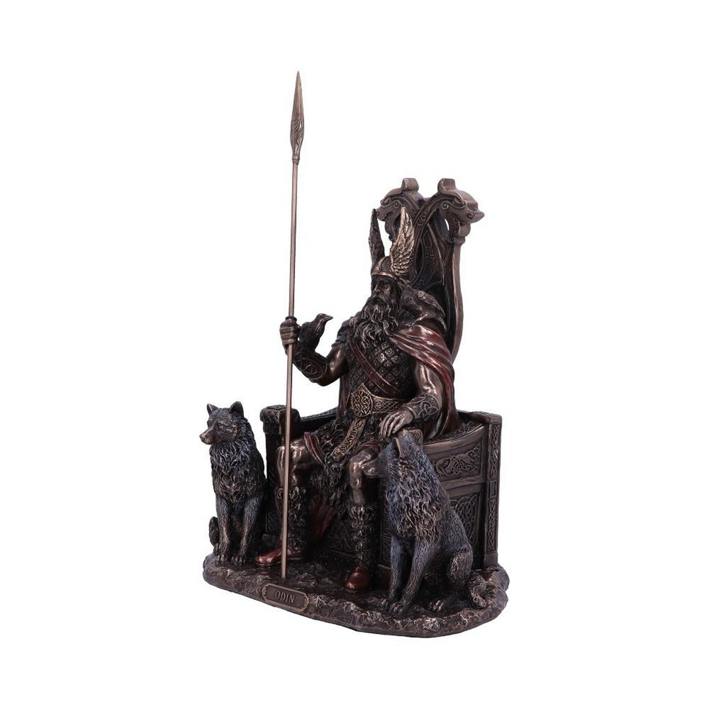 Bronze Odin All Father Wolves and Throne Figurine D5516T1
