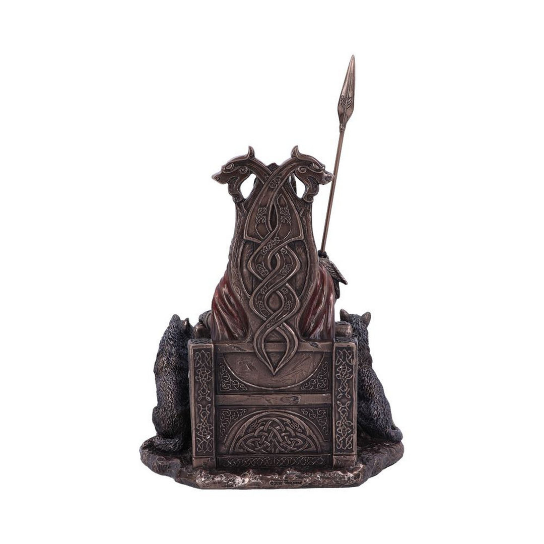 Bronze Odin All Father Wolves and Throne Figurine D5516T1