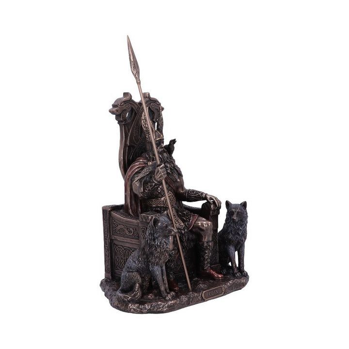 Bronze Odin All Father Wolves and Throne Figurine D5516T1