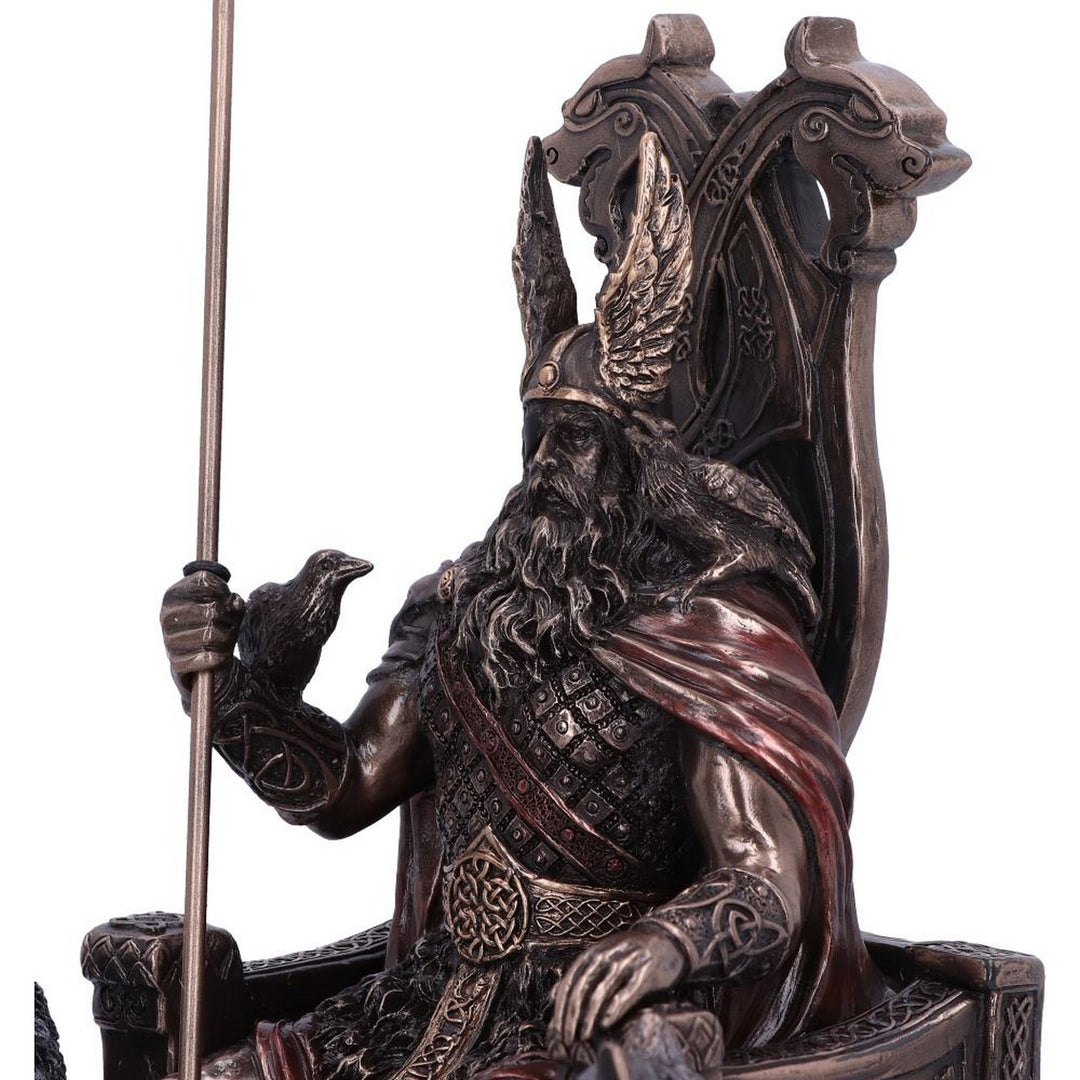 Bronze Odin All Father Wolves and Throne Figurine D5516T1