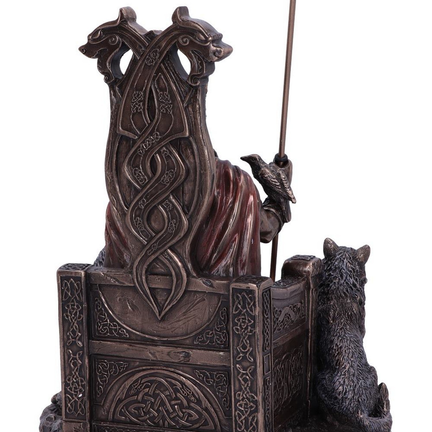 Bronze Odin All Father Wolves and Throne Figurine D5516T1