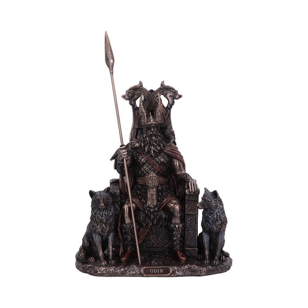 Bronze Odin All Father Wolves and Throne Figurine D5516T1