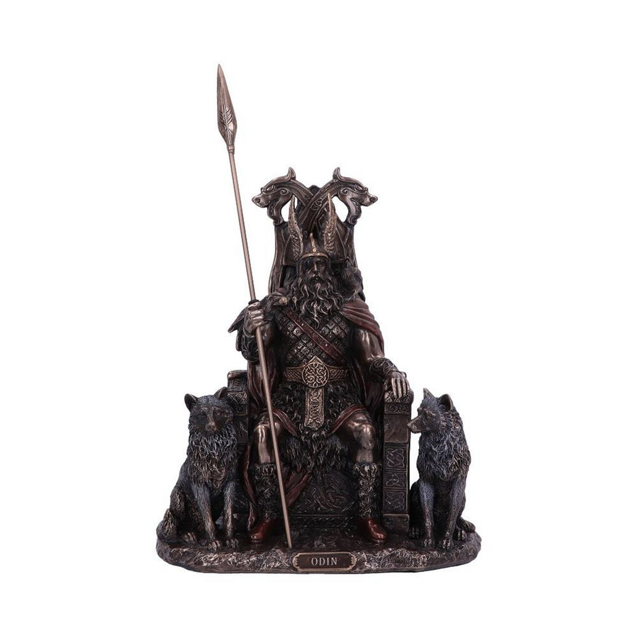 Bronze Odin All Father Wolves and Throne Figurine D5516T1