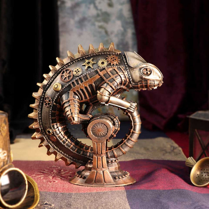 Bronze Mechanical Chameleon Steampunk Lizard Figurine D5537T1