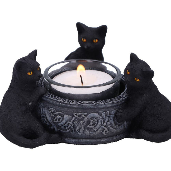Familiar Trio Cat Tea Light Holder 10cm D5928V2