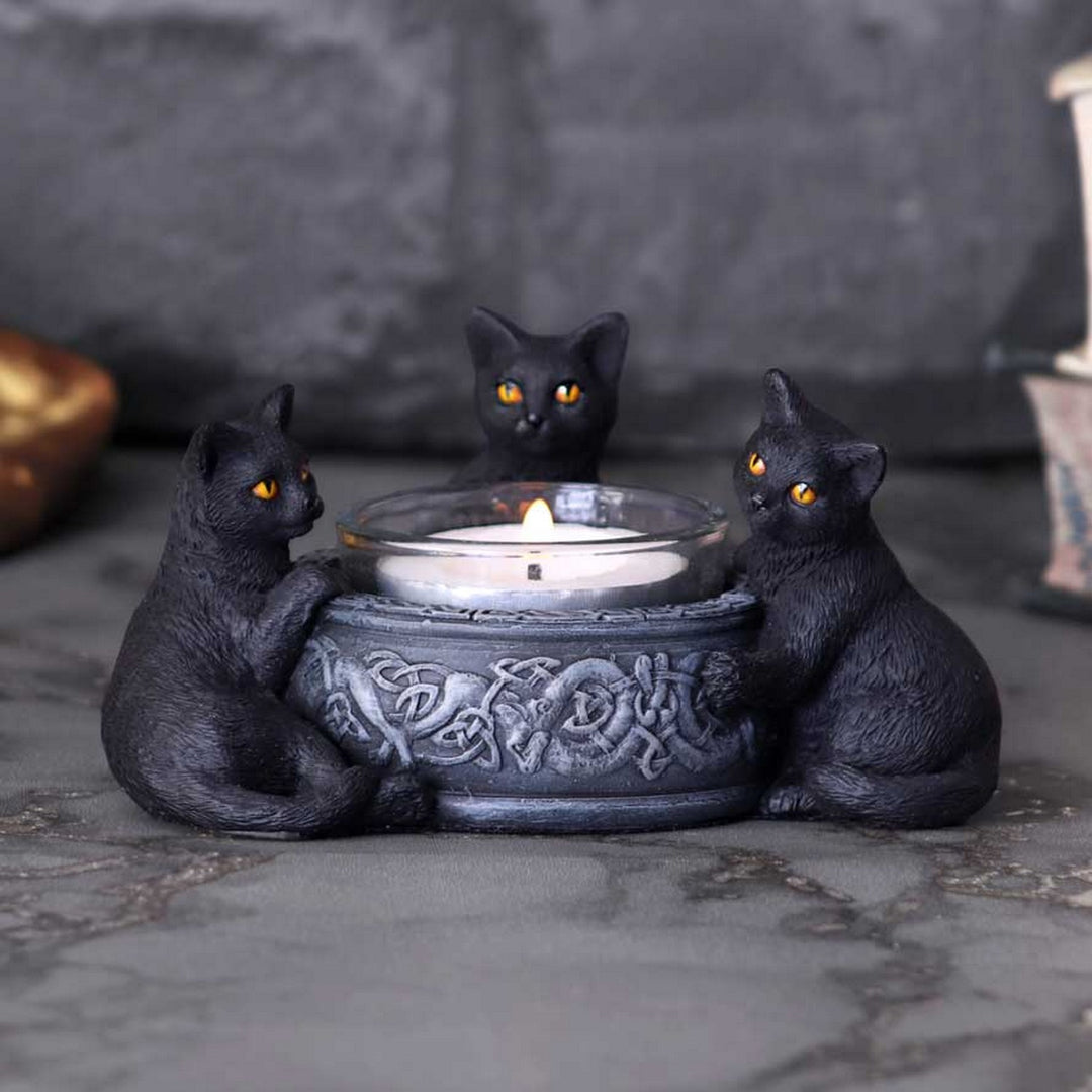 Familiar Trio Cat Tea Light Holder 10cm D5928V2
