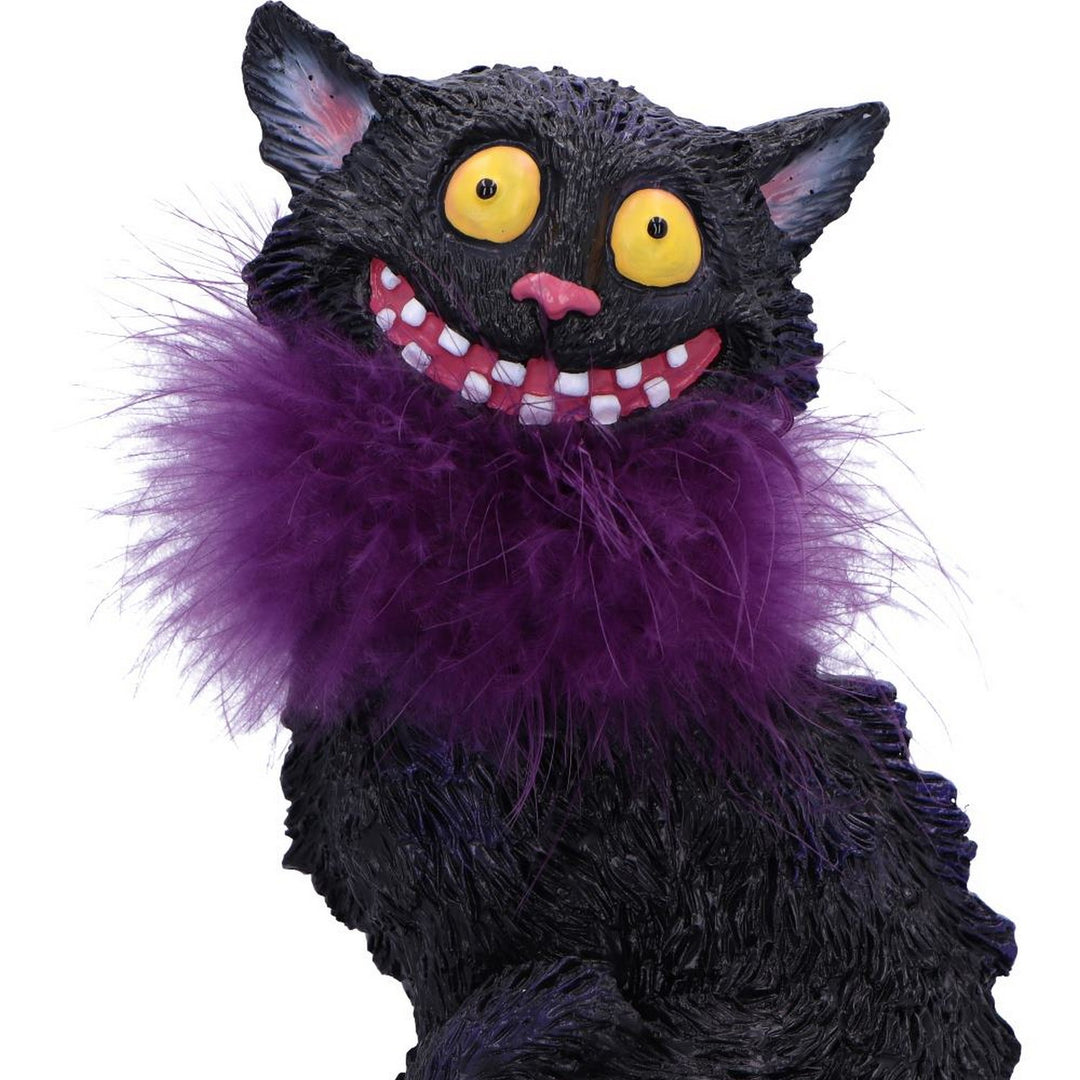 Furgus Black Cat Feather Boa Figurine 19.5cm D6749A24