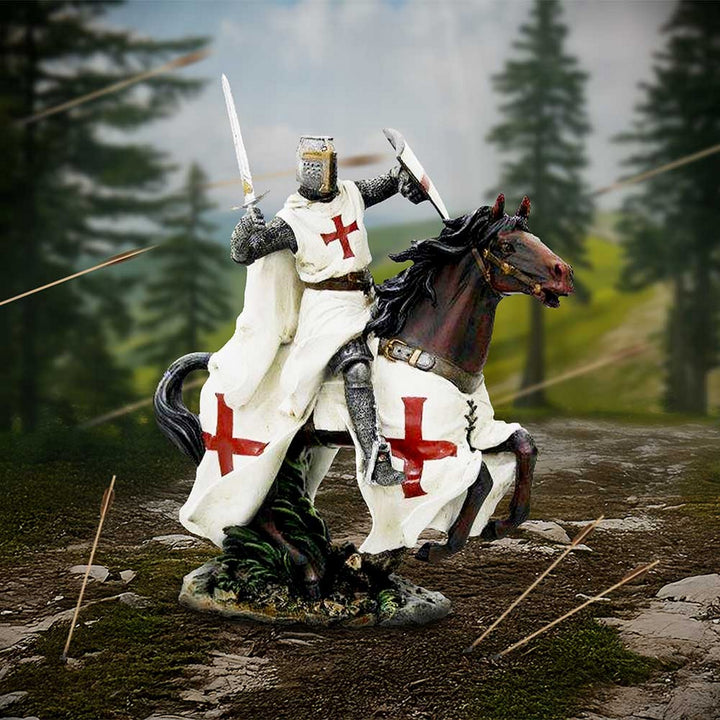 Take to Your Steed  Medieval Templar Knight Figurine D6961A25