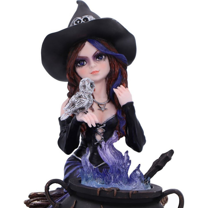 Alvina Witch Figurine with Owl and Cauldron D6986A25