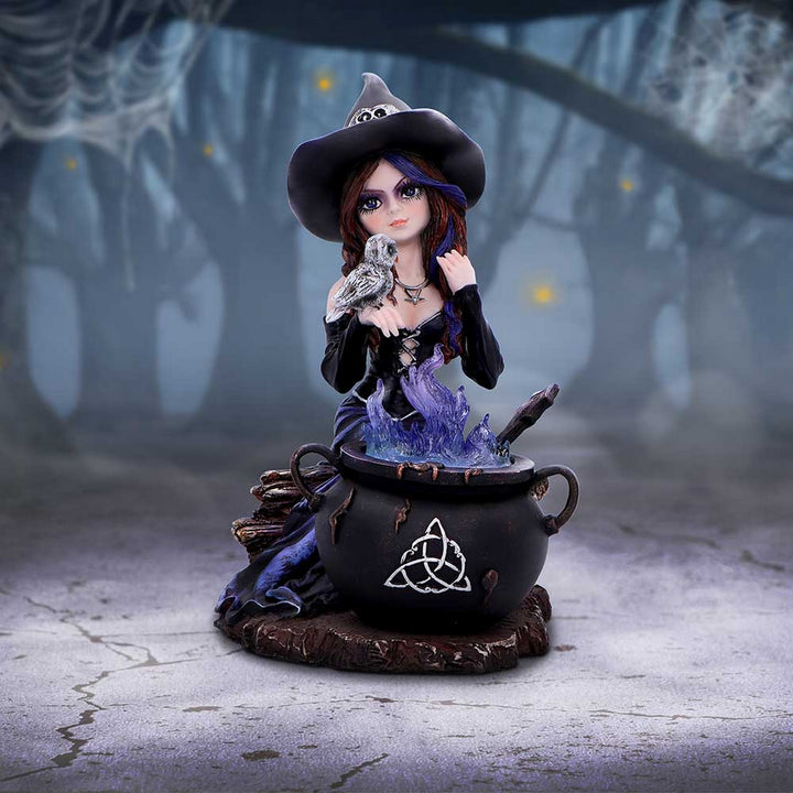 Alvina Witch Figurine with Owl and Cauldron D6986A25