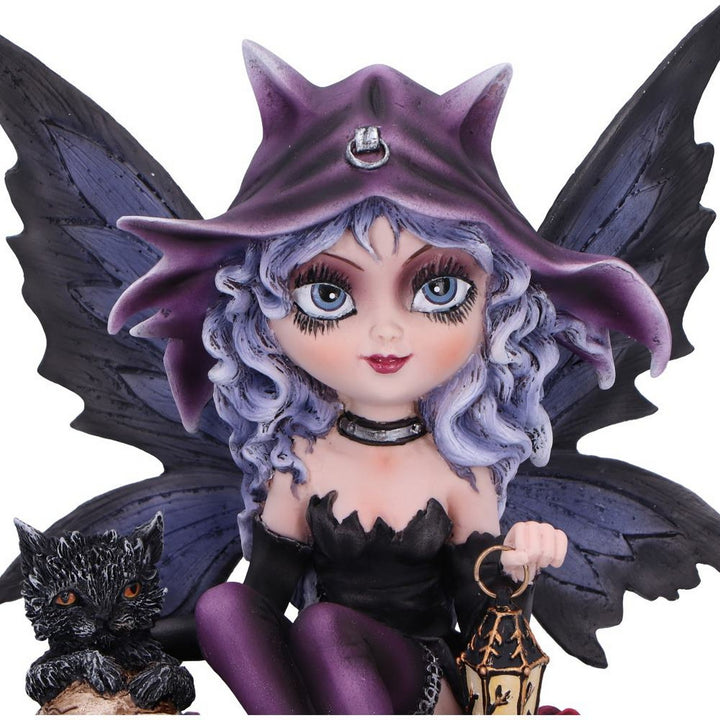 Midnight Fae Gothic Fairy with Cat Figurine D6987A25