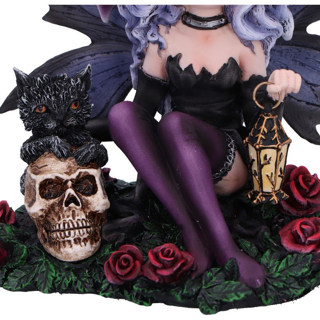 Midnight Fae Gothic Fairy with Cat Figurine D6987A25
