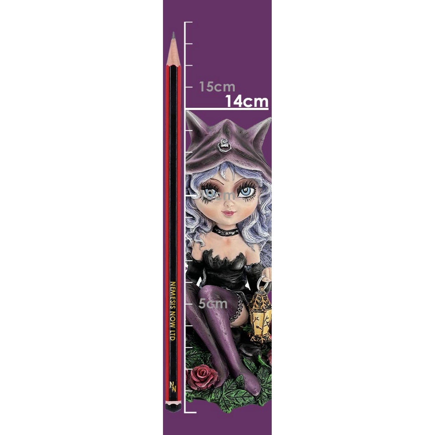 Midnight Fae Gothic Fairy with Cat Figurine D6987A25