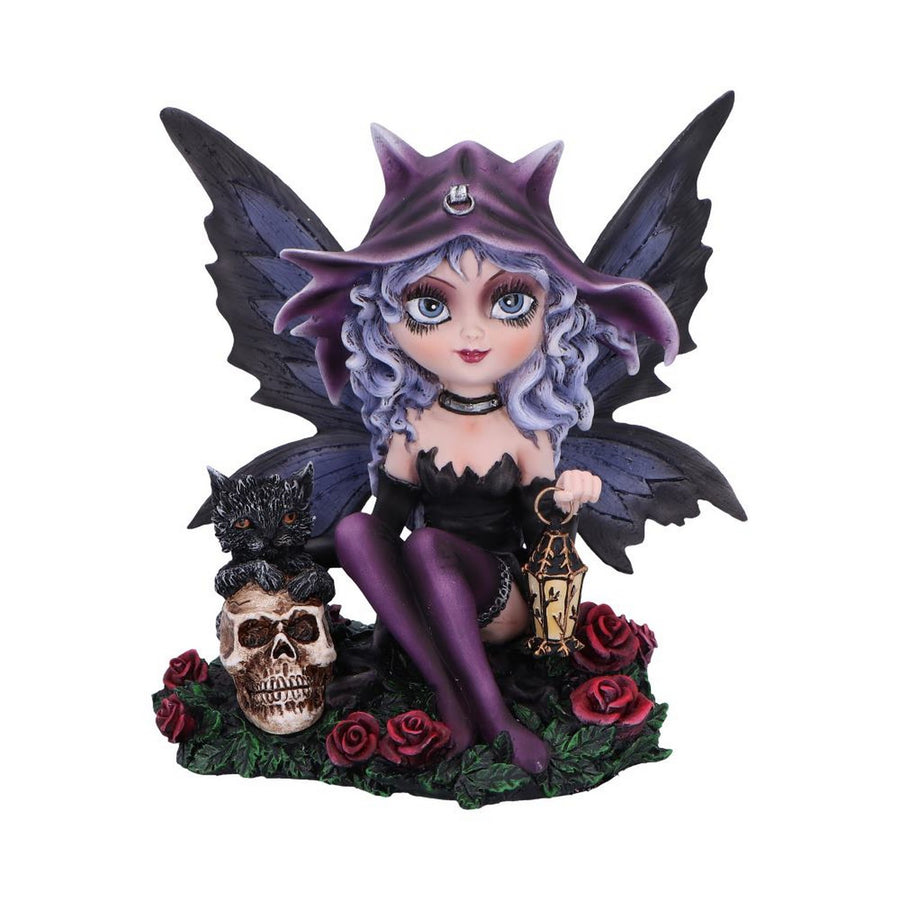 Midnight Fae Gothic Fairy with Cat Figurine D6987A25