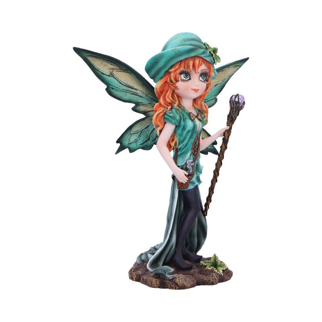 Forest Fae Fairy with Jewel Staff and Dragon Figurine D6988A25