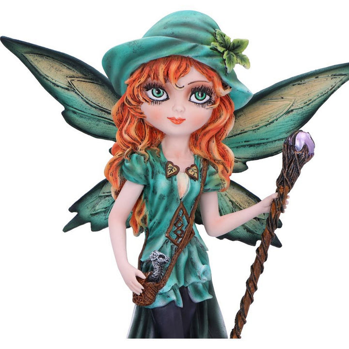Forest Fae Fairy with Jewel Staff and Dragon Figurine D6988A25