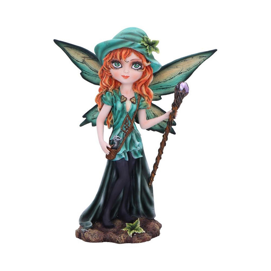 Forest Fae Fairy with Jewel Staff and Dragon Figurine D6988A25