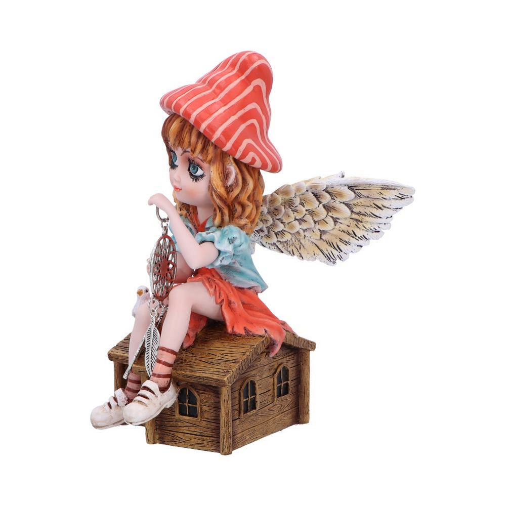 Autumn Fae Fairy Figurine with Dream Catcher and Bird D6990A25