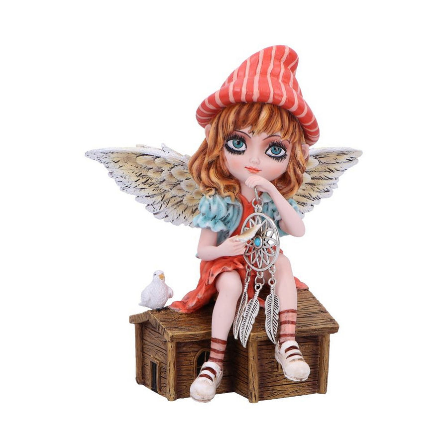 Autumn Fae Fairy Figurine with Dream Catcher and Bird D6990A25