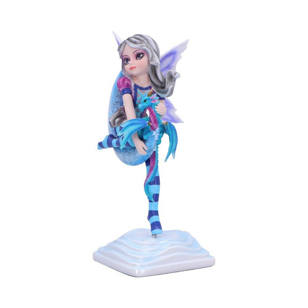 Lunar Fae Fairy Figurine with Dragon on Crescent Moon D6991A25
