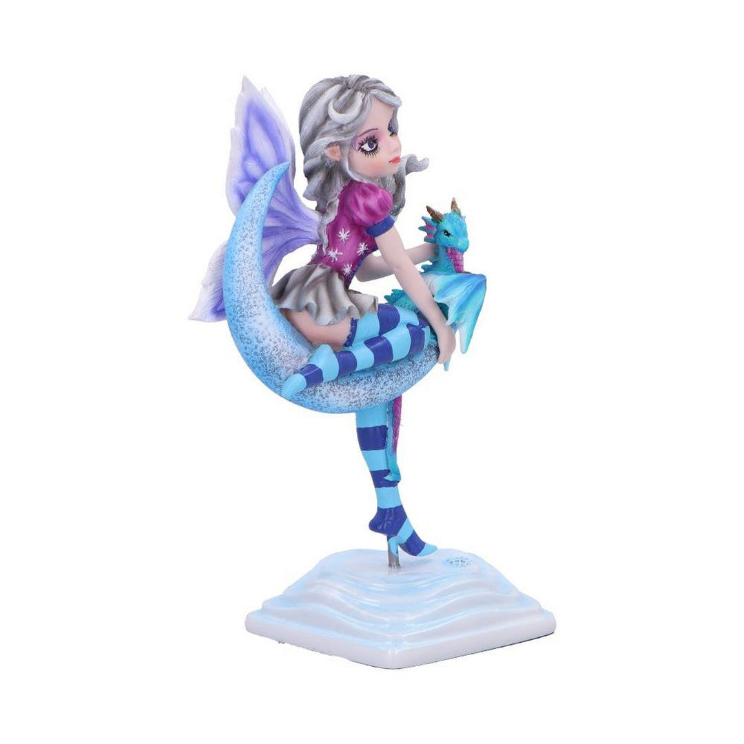 Lunar Fae Fairy Figurine with Dragon on Crescent Moon D6991A25