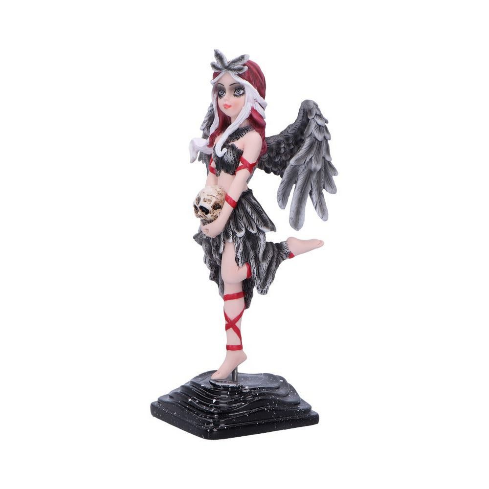 Shadow Fae Fairy Figurine with Feathered Skirt and Skull Accessory D6992A25