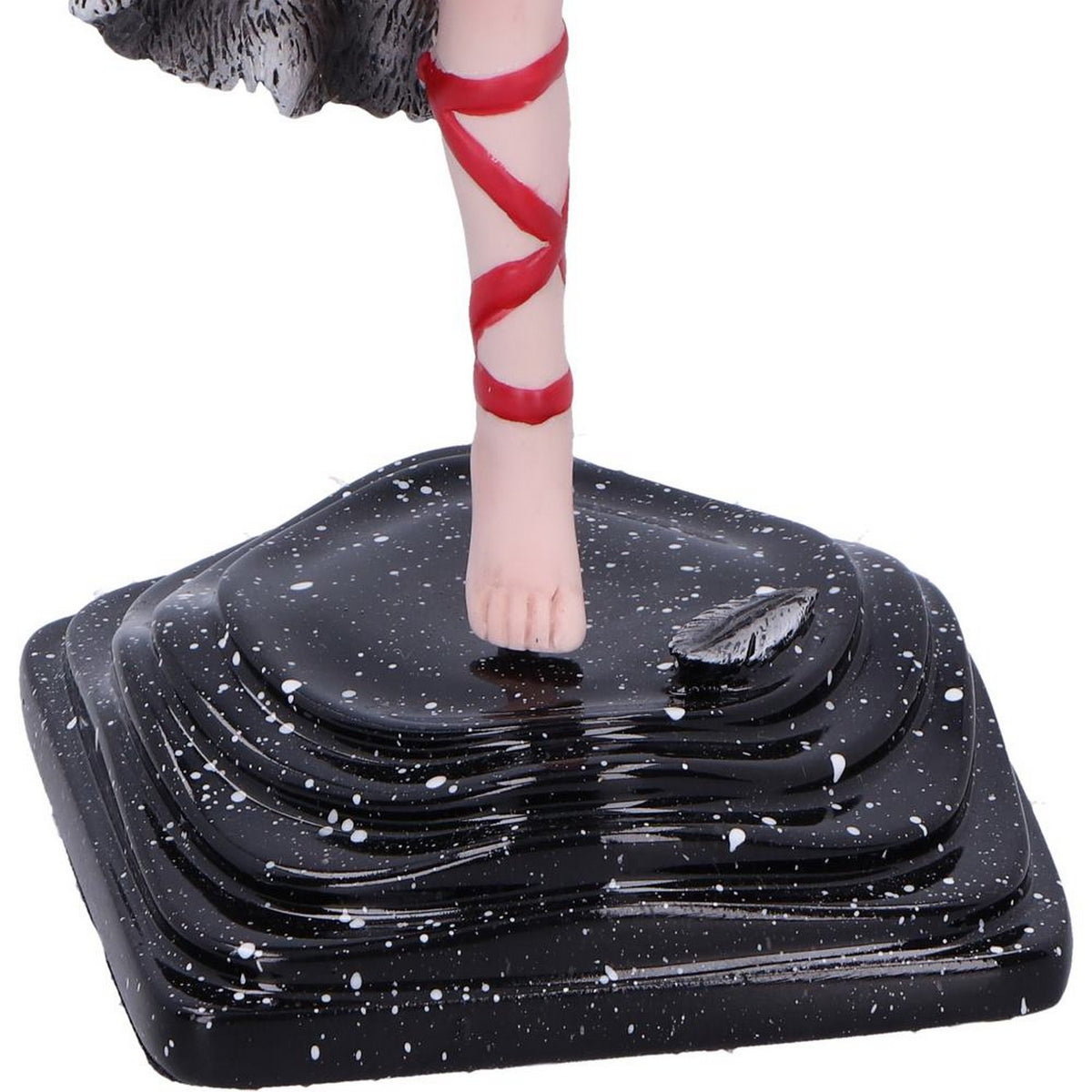 Shadow Fae Fairy Figurine with Feathered Skirt and Skull Accessory D6992A25