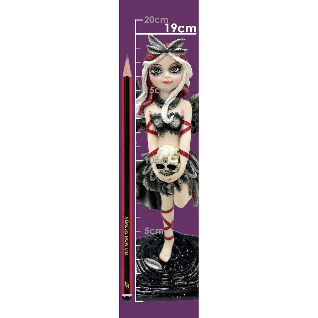 Shadow Fae Fairy Figurine with Feathered Skirt and Skull Accessory D6992A25